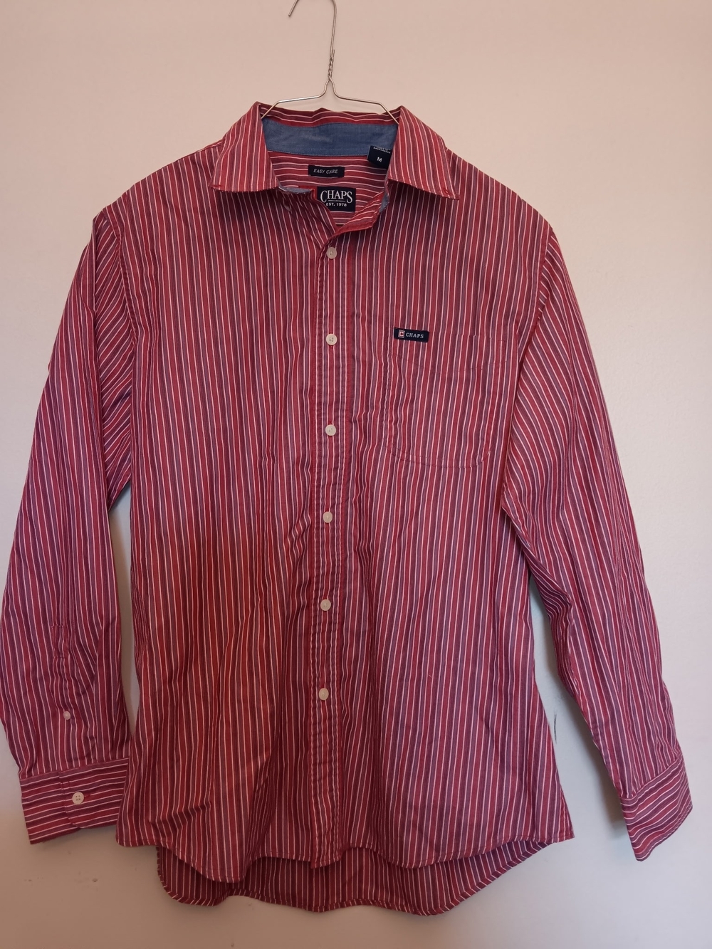 Chaps Men’s Red and White Striped Button-Down Shirt (Price Is Firm)